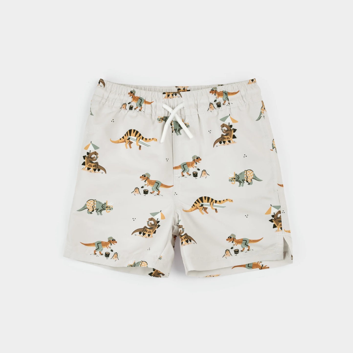 Beach Dinos Print on Beige Swim Trunks - Petit Lem
