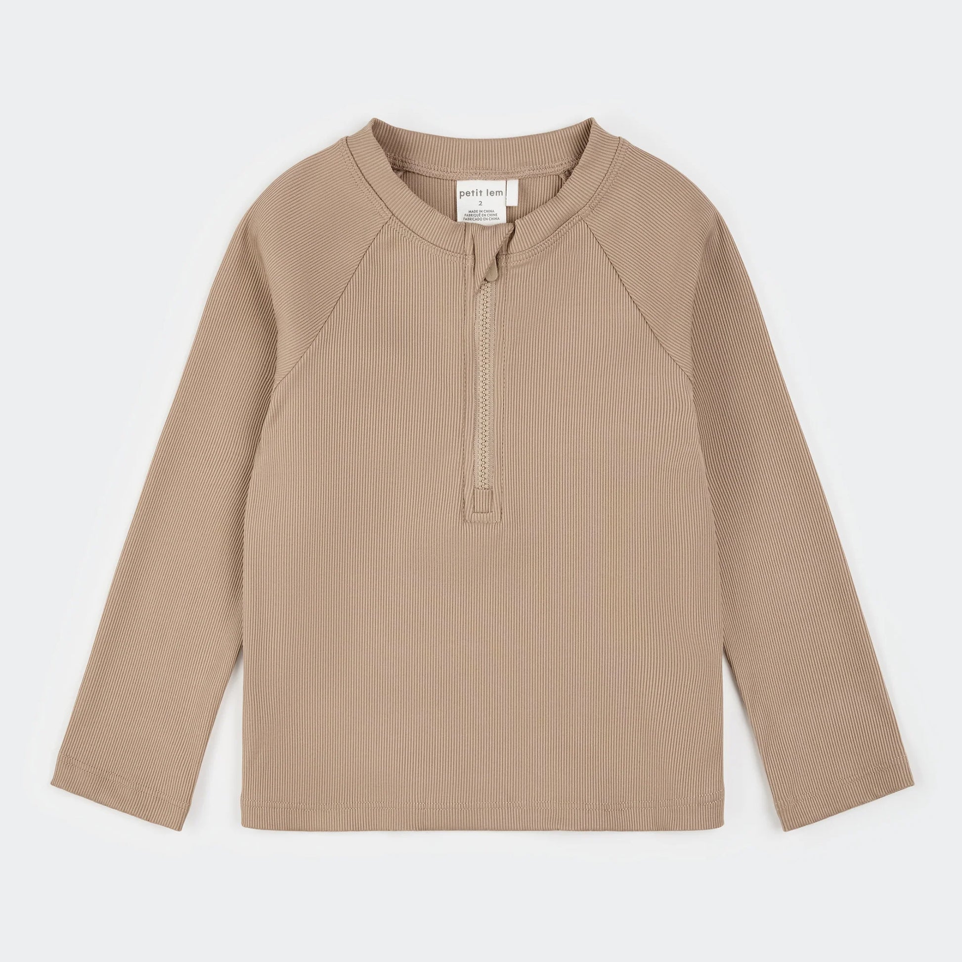 Taupe Half-Zip Rashguard - Petit Lem
