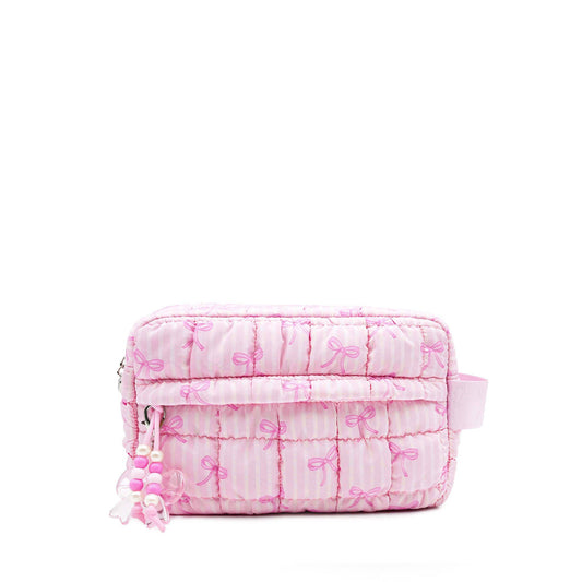 Quilted Scrunchies Striped Bow Printed Pouch
