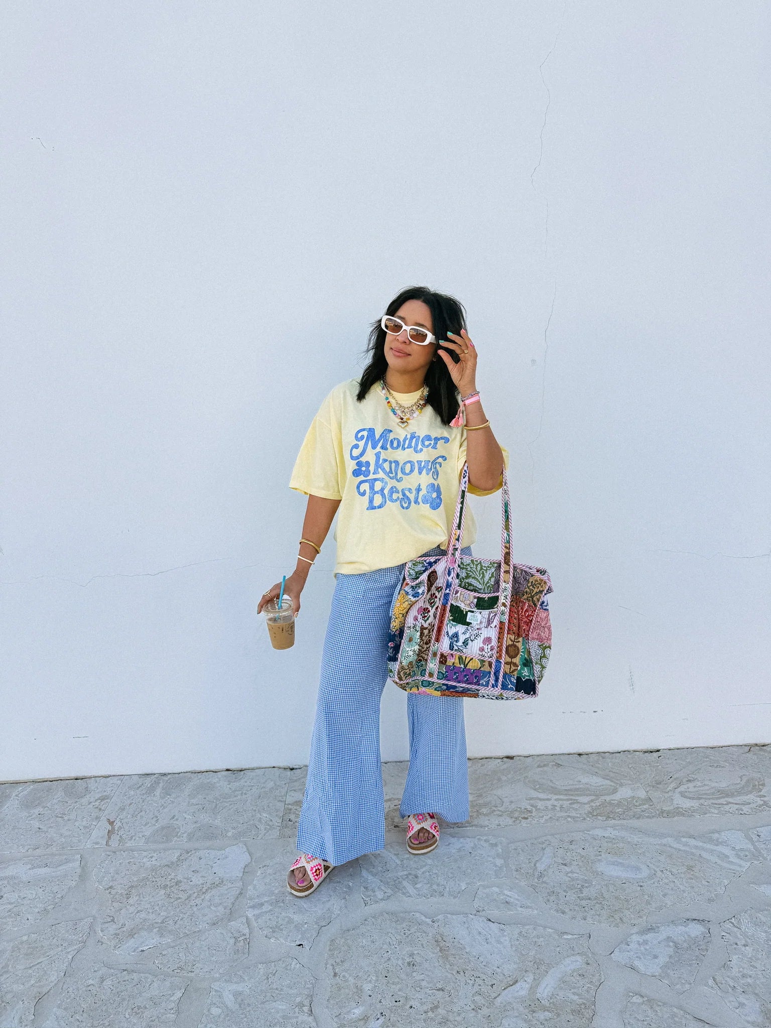 | mother knows best graphic tee - butter yellow / blue Regular price - ETTA & EAST