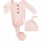Solid Blush Bamboo Baby Knot Gown & Hat