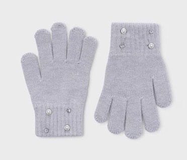 Girl Pearl Gloves- Grey - Mayoral