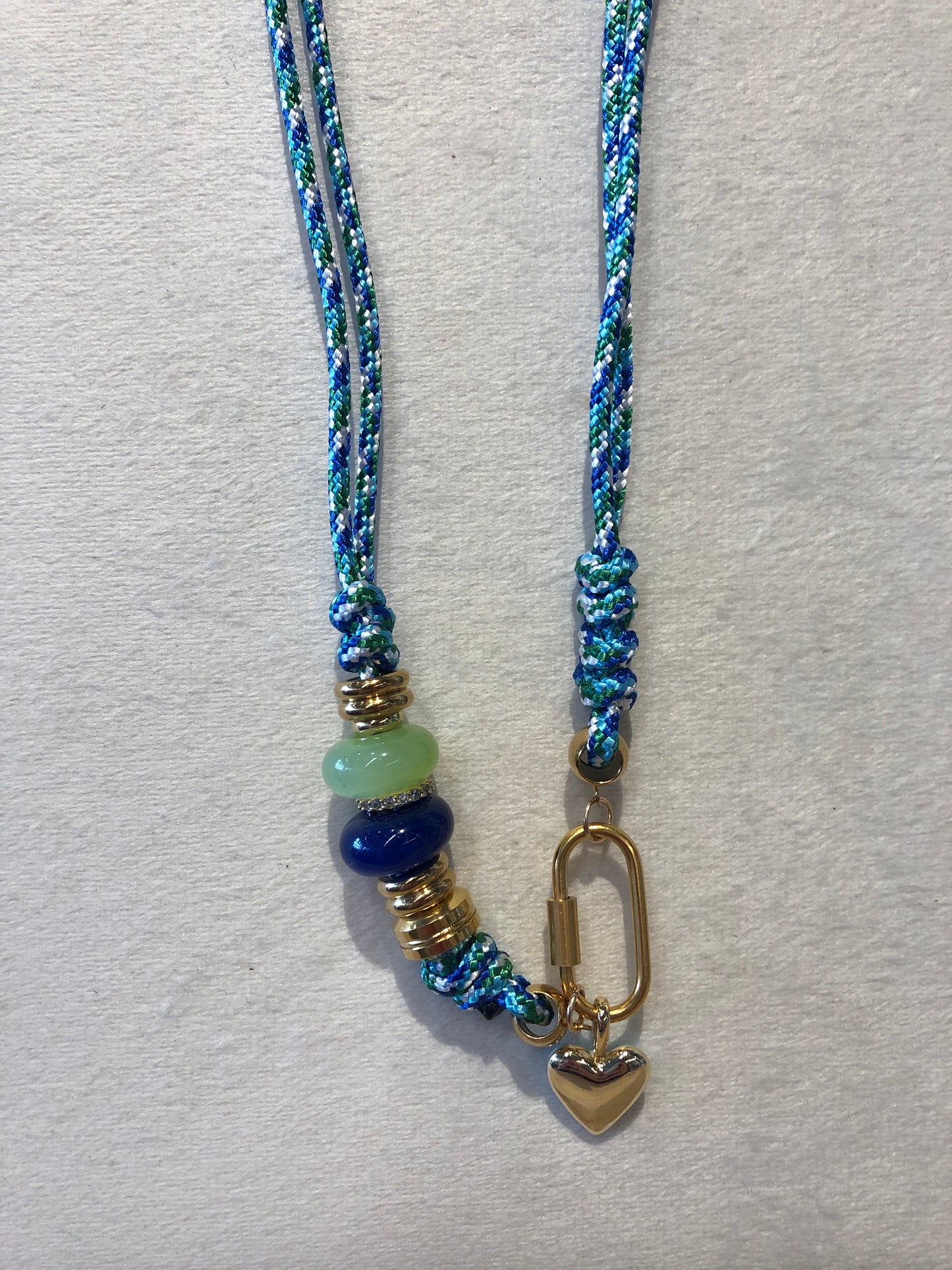 Paracord blue Heart Charms Necklace - Baby Sweet Pea's Boutique