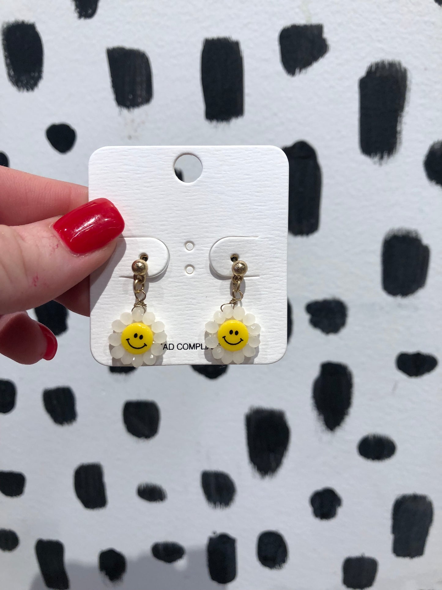 Smiley Face Daisy dangle earrings