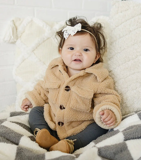 Sherpa Shacket- Oatmeal - Mebie Baby