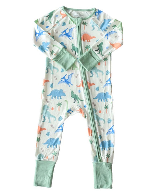 Convertible Bamboo Zip Romper | Little Fossil Neutral - Caden Lane
