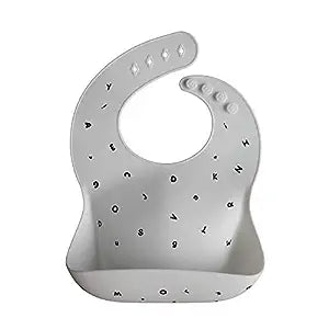 Silicone Baby Bib (White Letters) - Mushie & Co