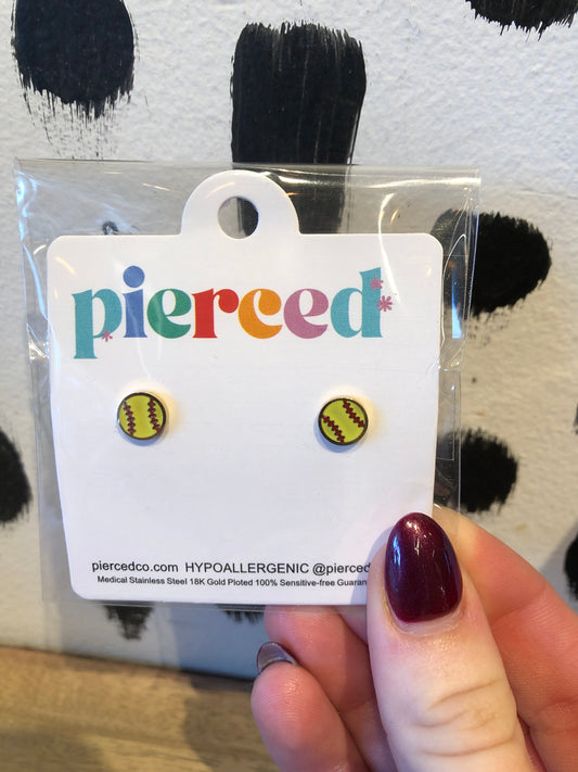 Softball Stud Earrings