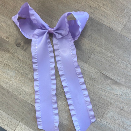 Satin Ruffle Long Tail Bow Light Orchid
