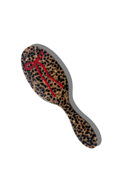 Hand-painted Leopard Bow Amazing Hair Day Brush - Baby Sweet Pea's Boutique