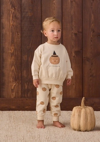 Relaxed Fleece Sweatpants- Pumpkins - Quincy Mae