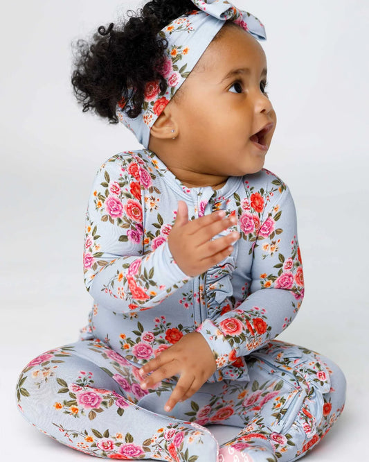 Quinn Ruffled Zippered Footie - Lev Baby