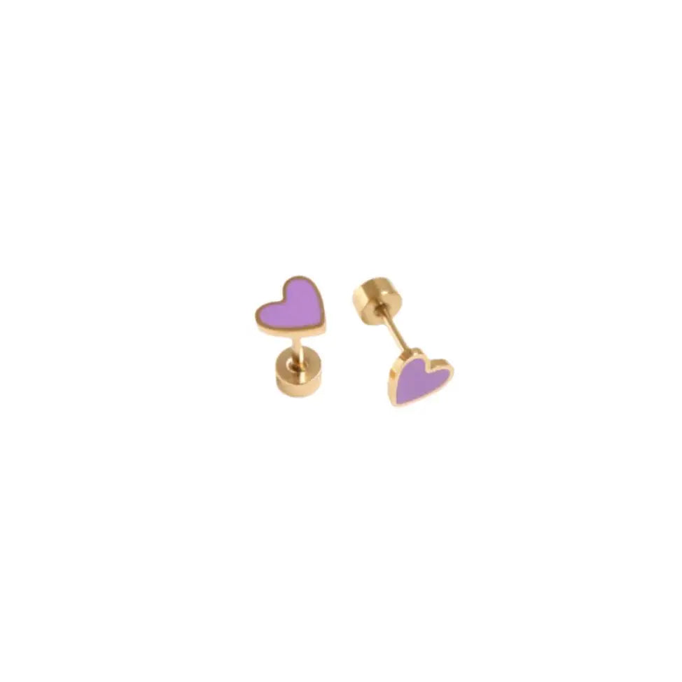 Enamel Heart Stud Earring