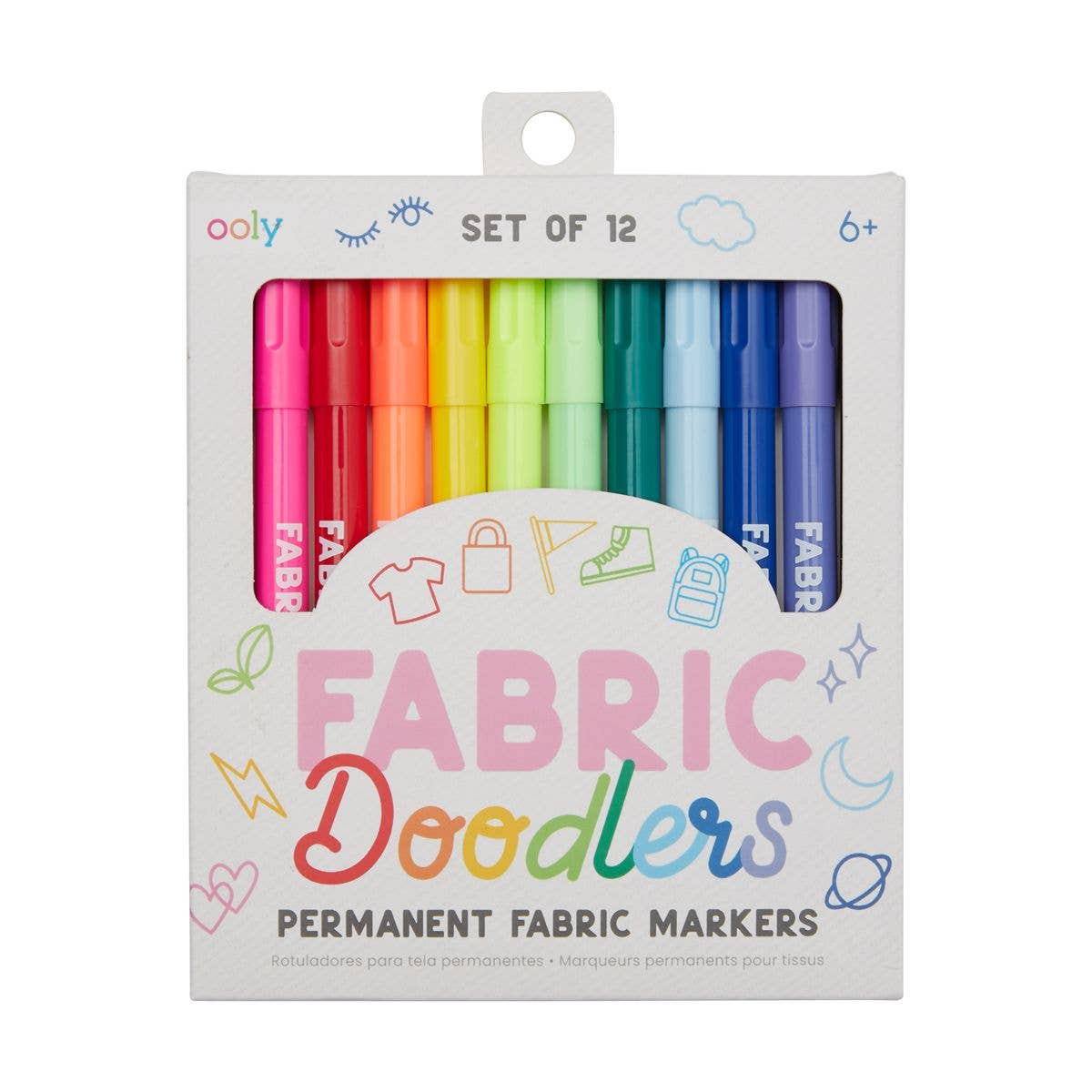 Fabric Doodlers: Permanent Fabric Markers (Set of 12) - Ooly