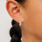 Heart Gem Hoop Earrings - Hypoallergenic, Flat Back, Girl : Pink / Pair