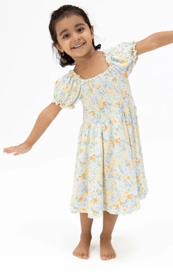 Georgia Floral  Smocked Twirly Dress and Bloomer - Angel Dear