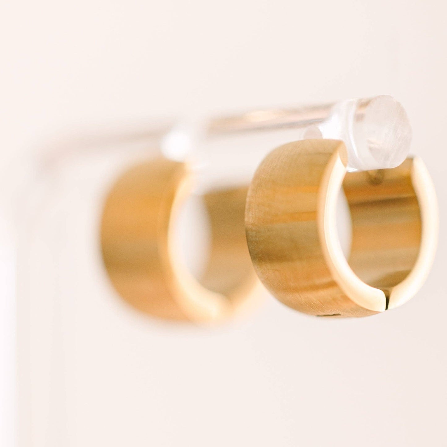 Chunky Brushed Gold Huggies - Pierced Co