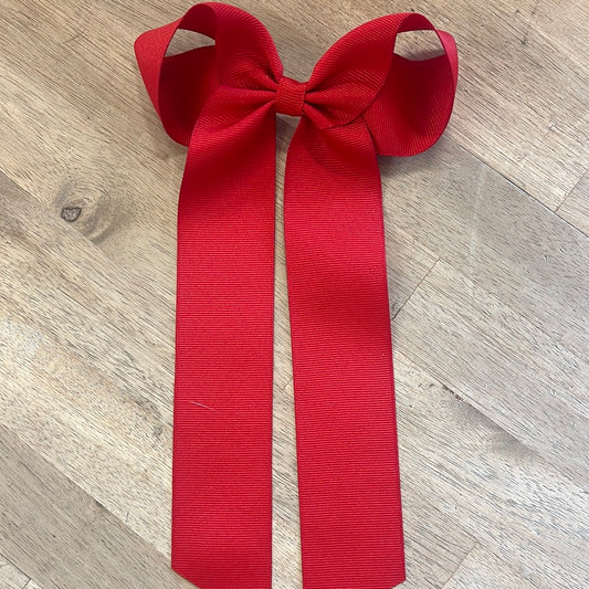 Long Tail Grosgrain Bow Red