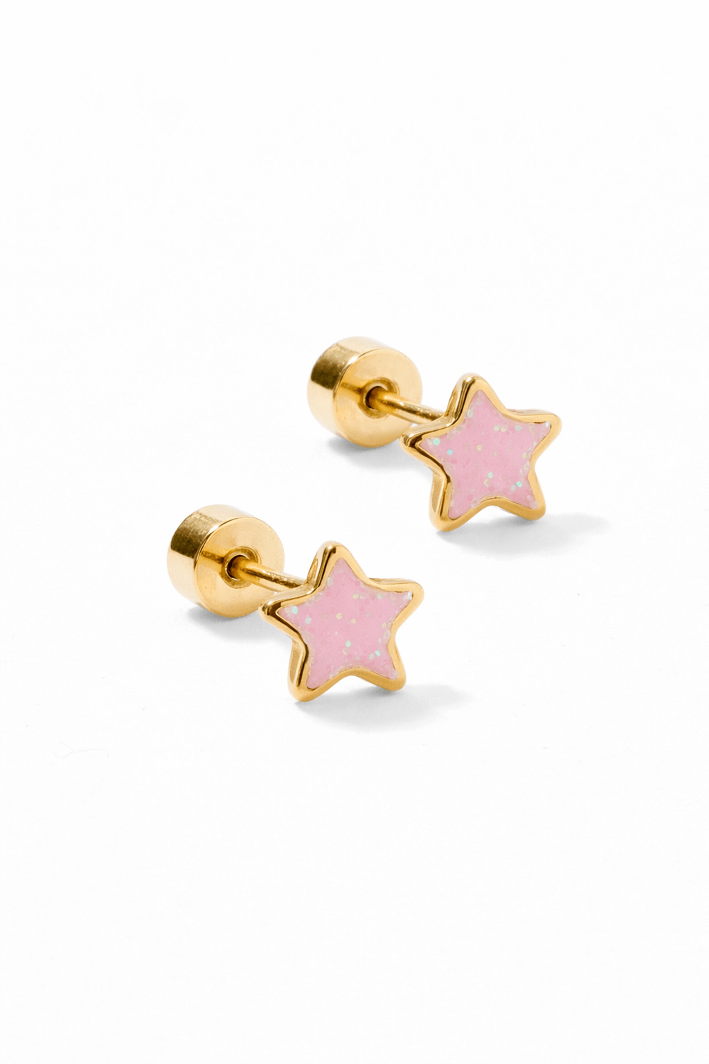 Screwback Stud Earrings - Nora Star Pink