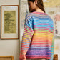 Space-Dye Striped Button-Down Cardigan: RAINBOW