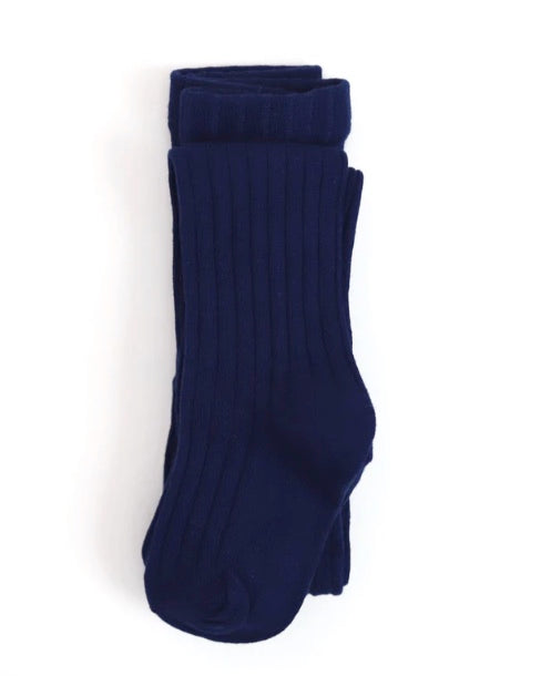 Ribbed Knit Tights - Bright Navy