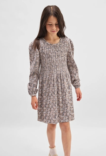 Vintage Flowers Print on Almond Jersey Dress