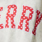 "MERRY" Varsity Mock Neck Sweatshirt: Red Polka Dot