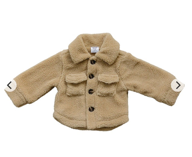 Sherpa Shacket- Oatmeal - Mebie Baby