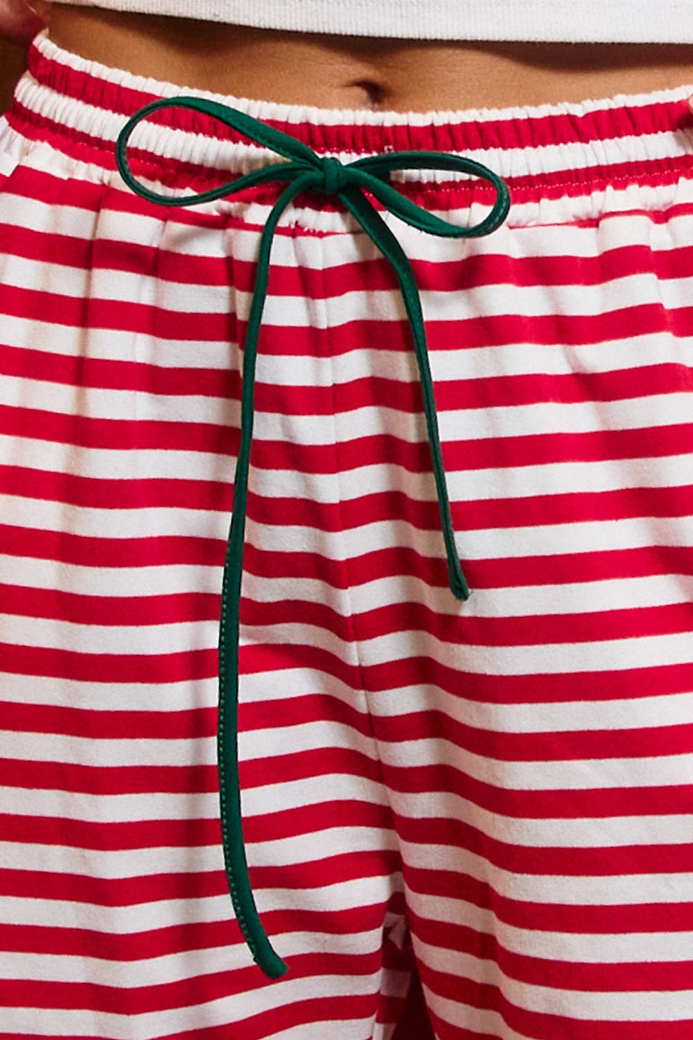 Contrast Drawstring Wide Leg Striped Lounge Pants RED/WHITE