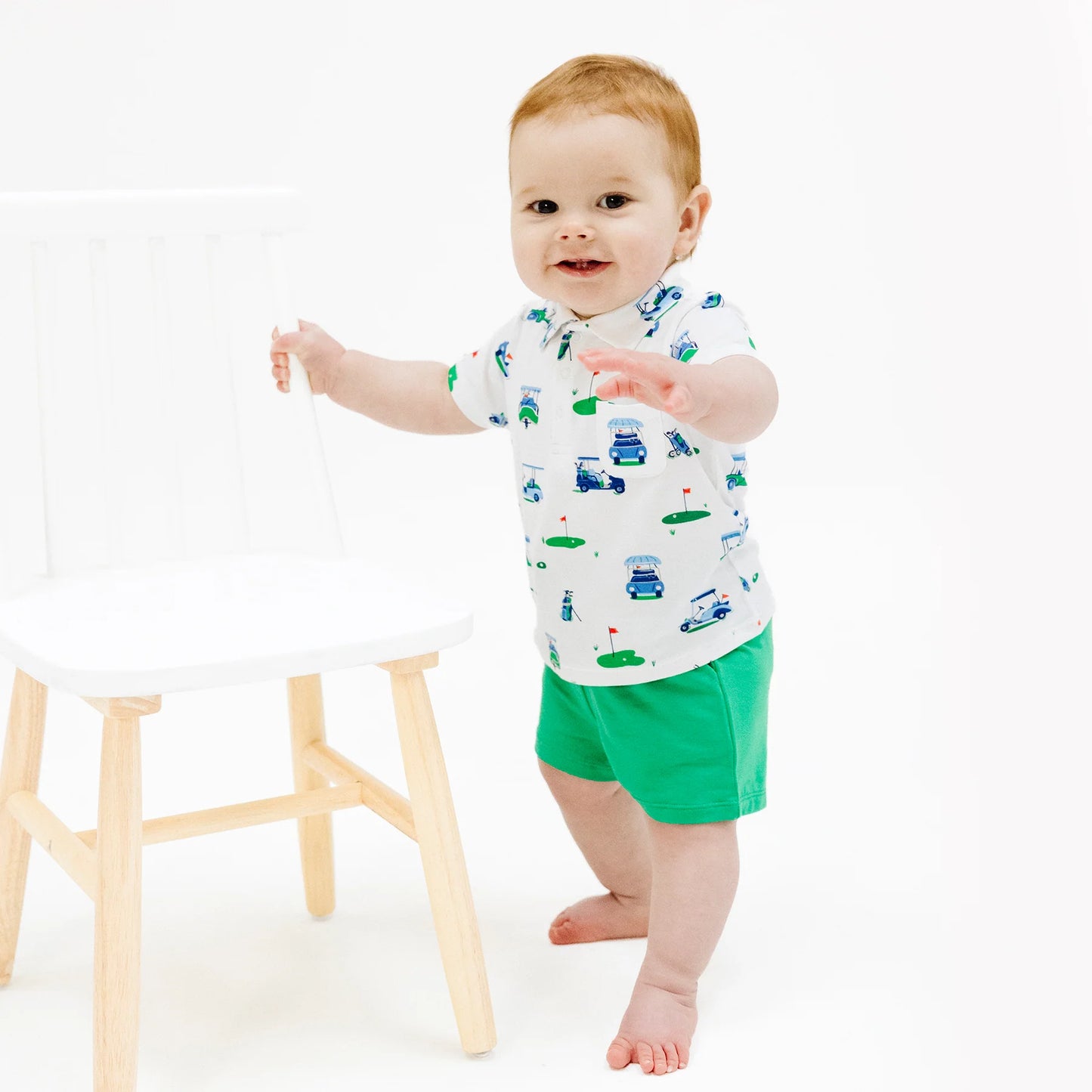 Polo Shirt & Short Set - Vintage Golf Carts - Angel Dear