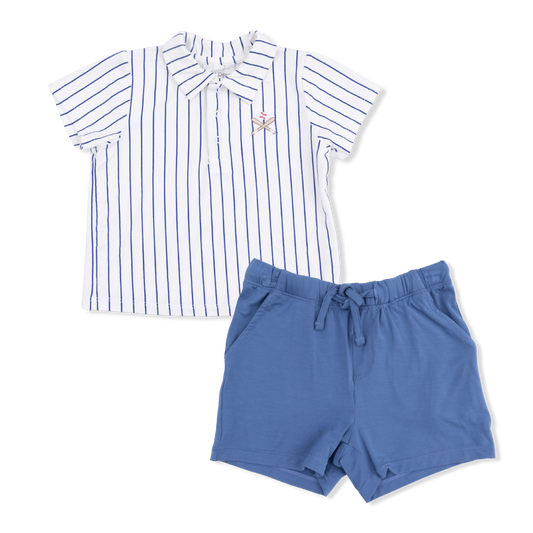 Baseball Stripe Polo & Short - Angel Dear