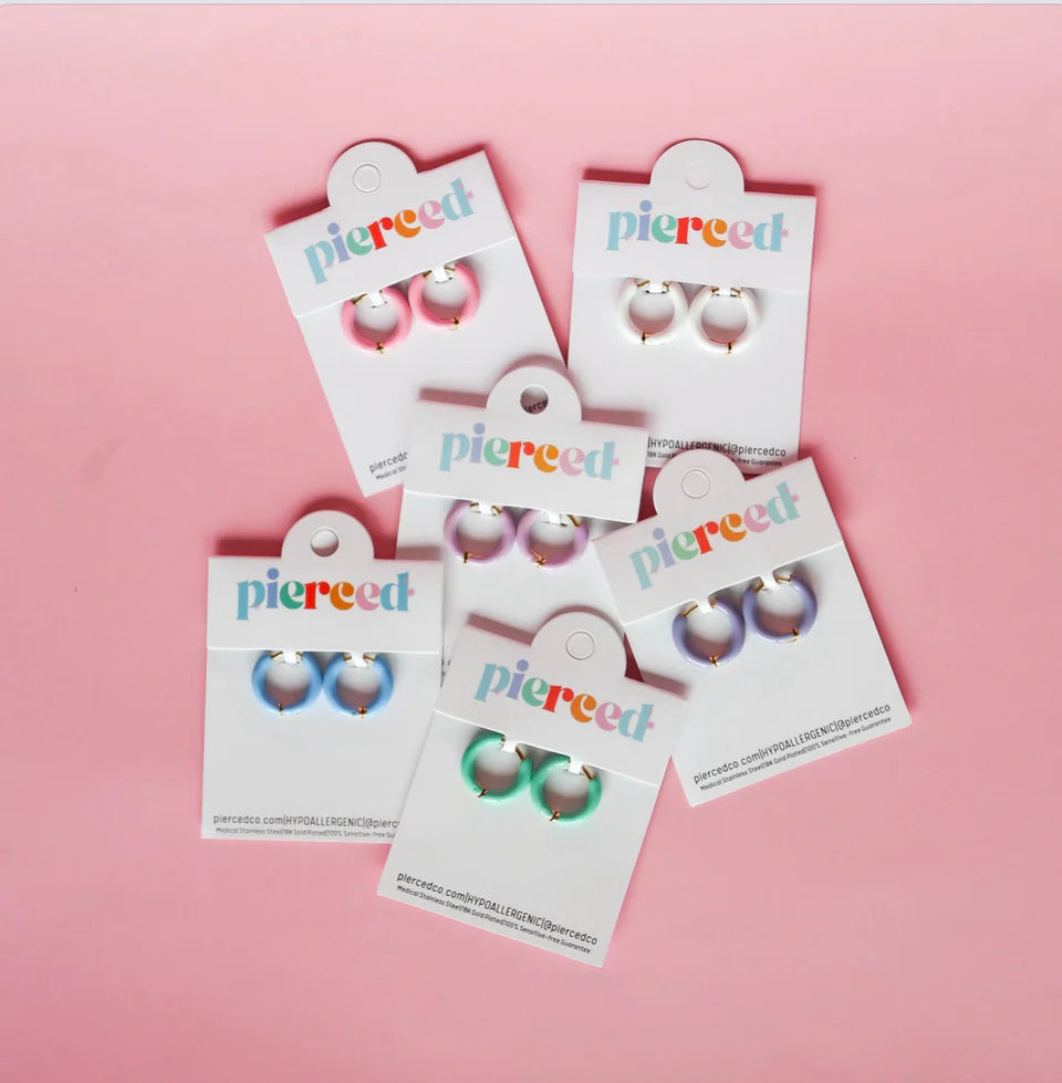 Color Huggies Hoops- White