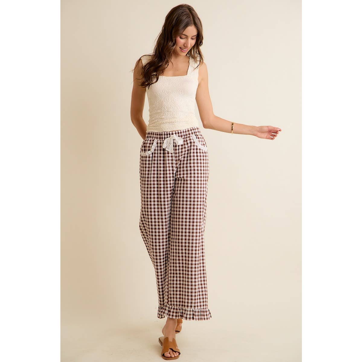 Gingham Ruffle Pants