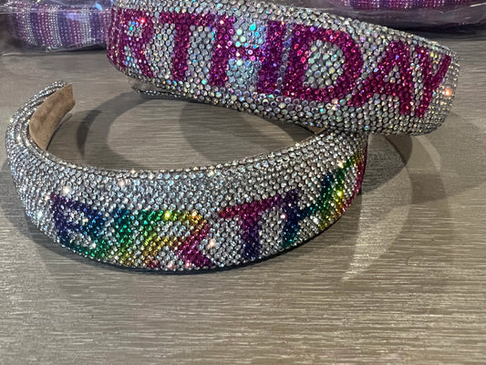 Rhinestone Multi Colored Birthday Headband