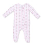 2 Way Ruffle Back Zipper Footie- Bella Rose Stripe
