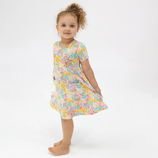 Short Sleeve Twirly Dress- Amelia Floral - Angel Dear