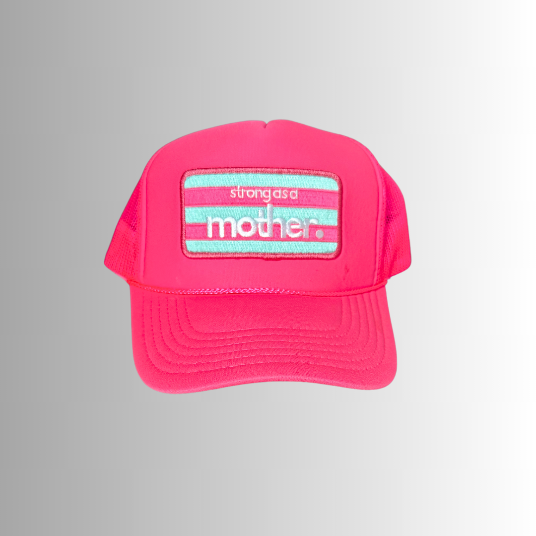 Strong as a mother® Patch Trucker Hat - Neon Pink: Neon Pink - Mother Hats