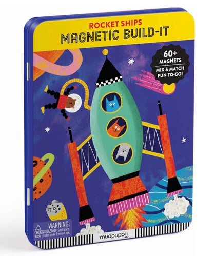 Mudpuppy Rocket Ships Magnetic Build-It Game