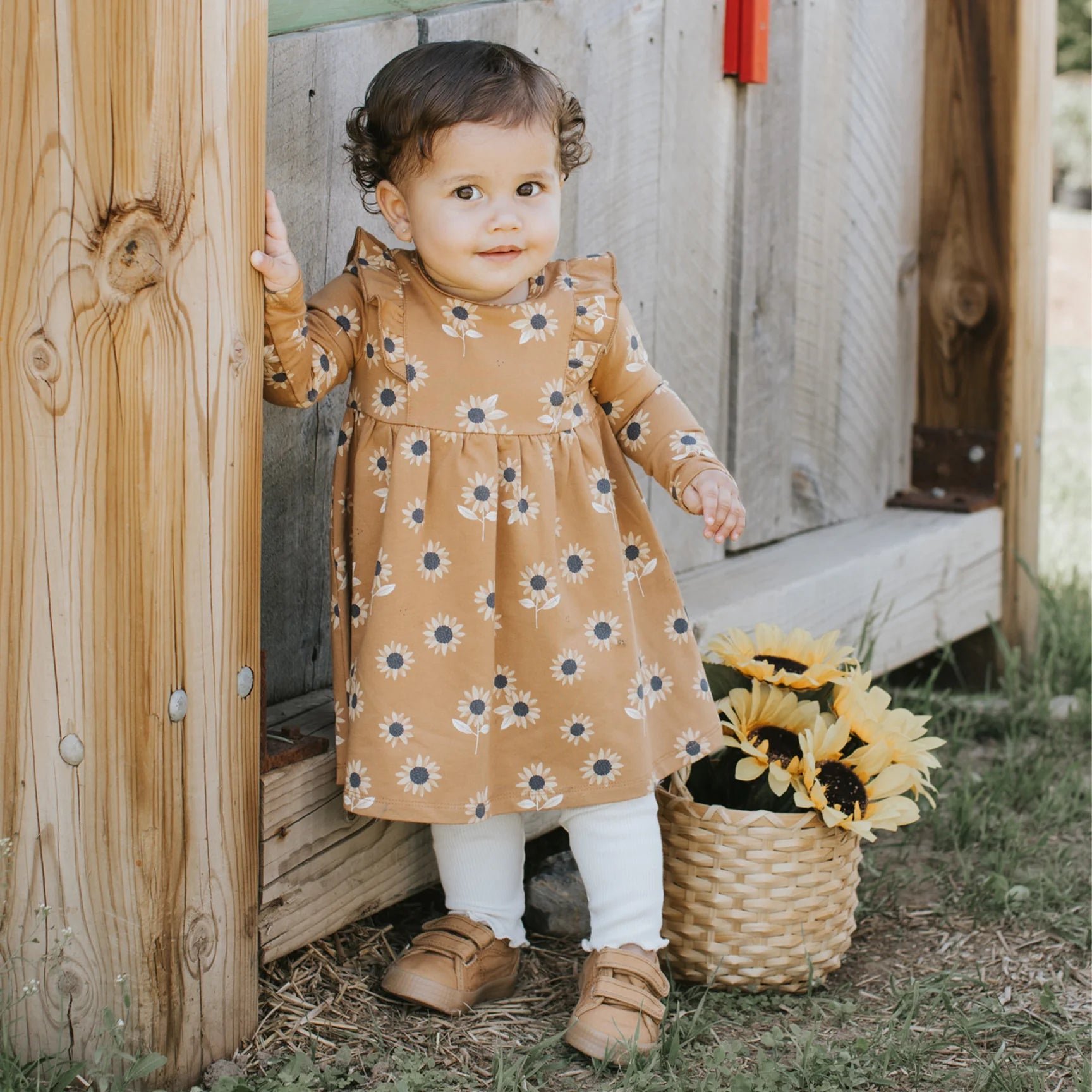 Sunflower Print Amber Dress Set - Petit Lem