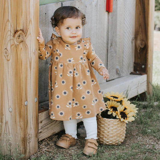 Sunflower Print Amber Dress Set - Petit Lem