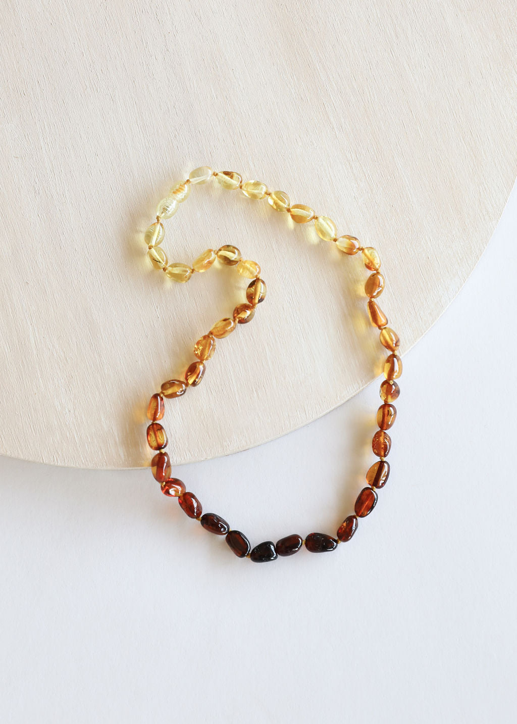 Polished Ombre Amber Necklace- 18" Adult