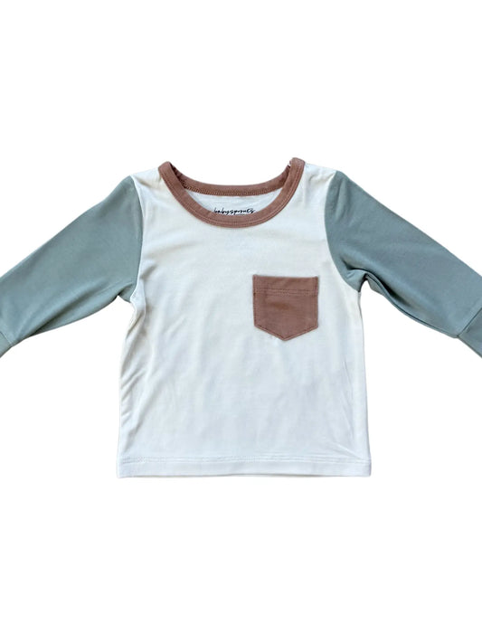 ColorBlock Pocket Shirt- Fern - BabySproutsCo