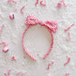 Red Pink White Stripe Bow Headband