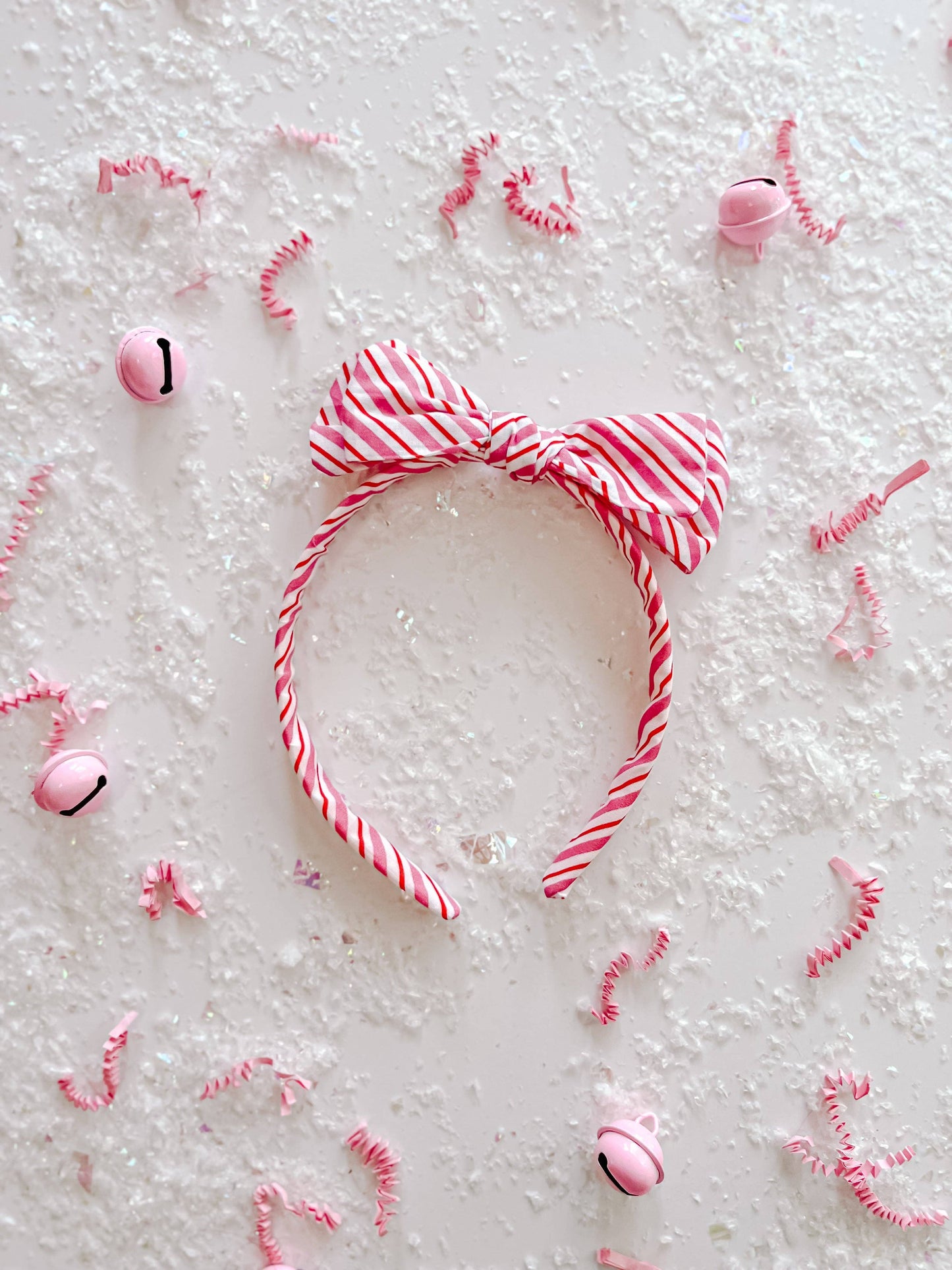 Red Pink White Stripe Bow Headband