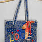 Quilted Indigo Paisley LOVE Tote Bag
