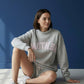 'MOTHER' Embroidered Mock Neck Sweatshirt : GREY/PINK