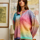Space-Dye Striped Button-Down Cardigan: RAINBOW