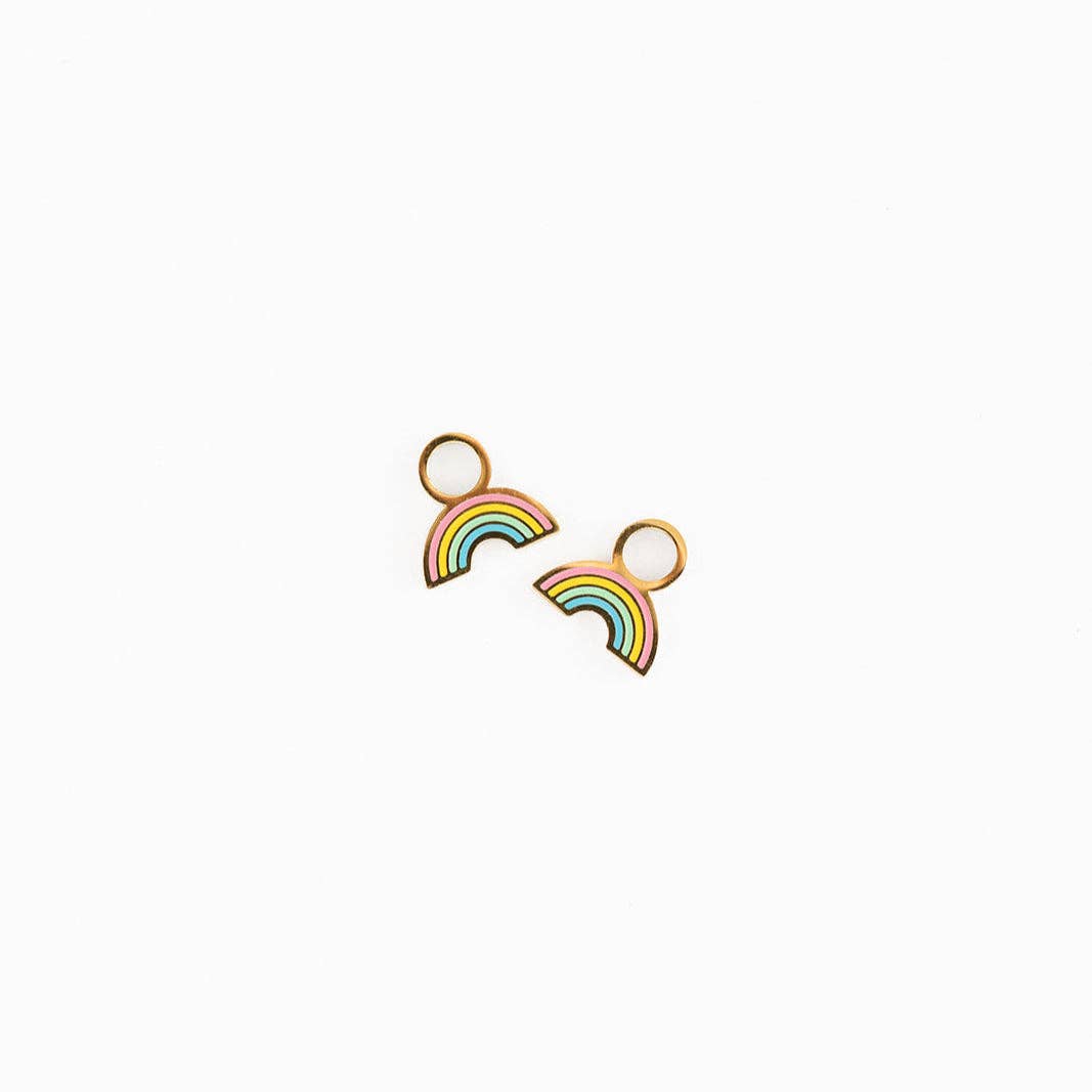 Pastel Rainbow Charm Earrings - Hypoallergenic, Girl Gift: Pair