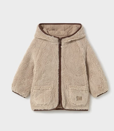 Baby Reversible Sherpa Puffer Jacket- Tan - Mayoral
