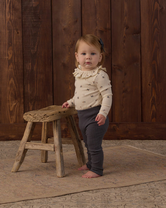 Ruffle Collar Bodysuit Natural Ditsy